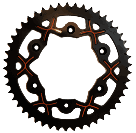 Esjot Rear Alu X-Wing Sprocket Black/Orange, 49T